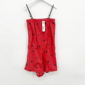 T2 Love Girls Size 6 Black Stars Red Tube Romper